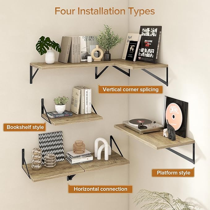 Deep Floating Shelves Wall Mounted, 30"x12" Gray Wall Shelves with Brackets Set of 2 for Bedroom, Living Room, Bathroom, Kitchen, Office - Storage & Display Shelf for Decor, Books, Plants