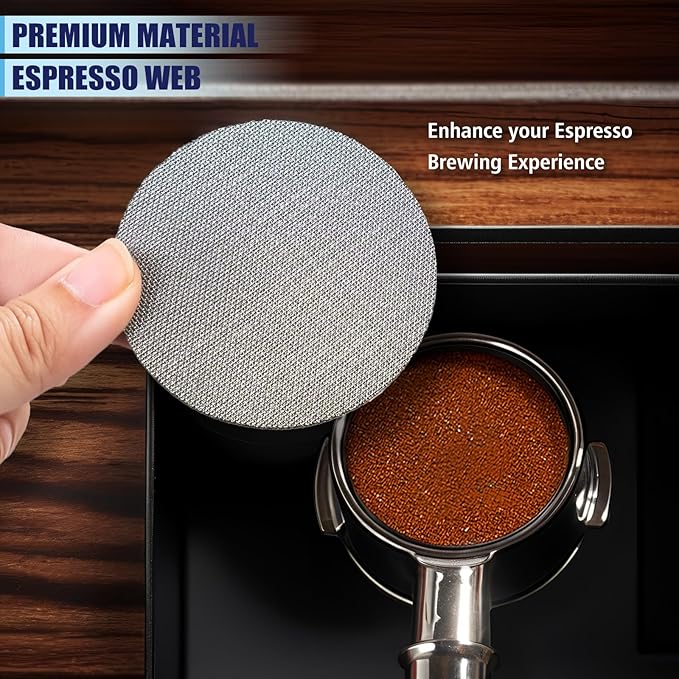 2pcs Espresso Puck Screen 1.7mm Thickness Reusable Barista Stainless Steel Coffee Filter Mesh Plate for Coffee Portafilter Filter Basket (58.5mm, 150μm)