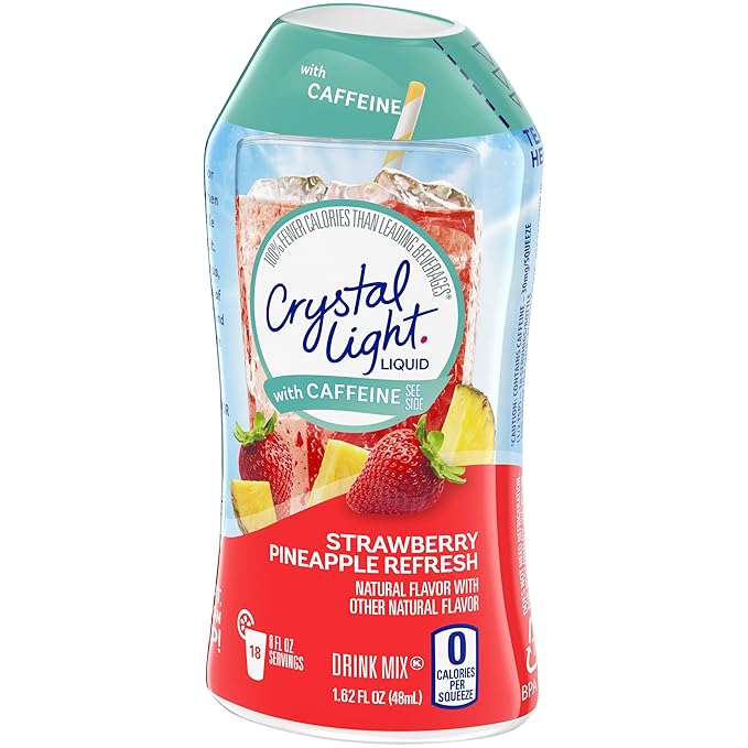 Crystal Light Liquid Strawberry Pineapple Refresh Energy Drink Mix with Caffeine (1.62 fl oz Bottle) (Pack of 1)