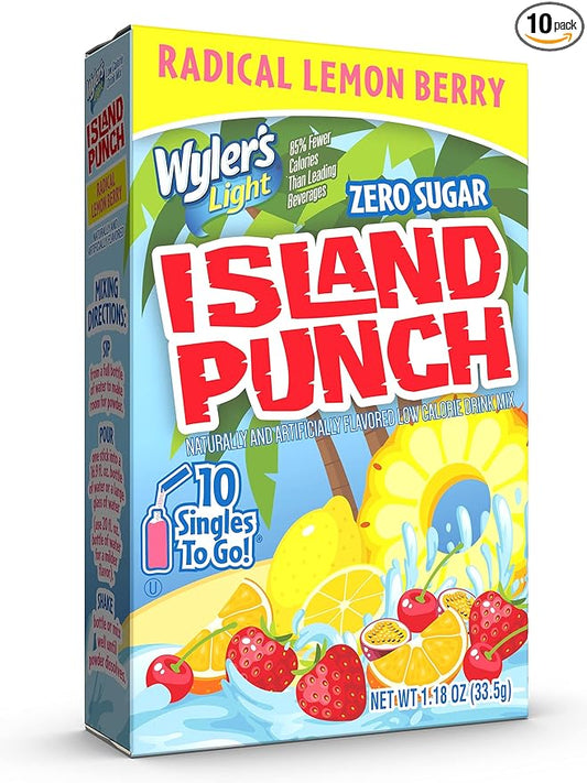 Wyler's Light Island Punch Singles To Go, Radical Lemon Berry, 10 Drink Mix Packets