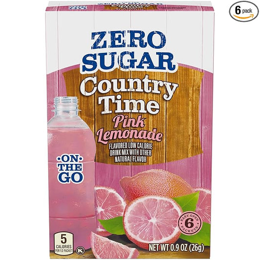Country Time Sugar-Free Pink Lemonade Drink Mix (6 On-the-Go Packets)