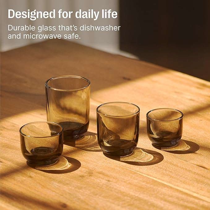 Fellow Pirch Espresso Glasses 3.5 oz Artisanal Cups, Set of 12, Dishwasher Safe Coffee Glasses for Espresso Shots & Latte Art – Woodland