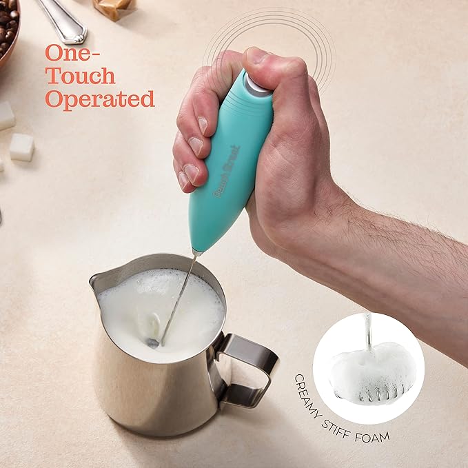 Powerful Handheld Milk Frother, Mini Milk Foamer, Battery Operated (Not included) Stainless Steel Drink Mixer for Coffee, Lattes, Cappuccino, Frappe, Matcha, Hot Chocolate.