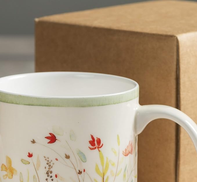 Maison d' Hermine Coffee Mug with Handles Fine Bone China Mugs Pack of One Tea Cups for Hot Beverages Cappuccino Latte Home Restaurant Office Perfect for Gift (Colmar - Green, 15 Ounce)