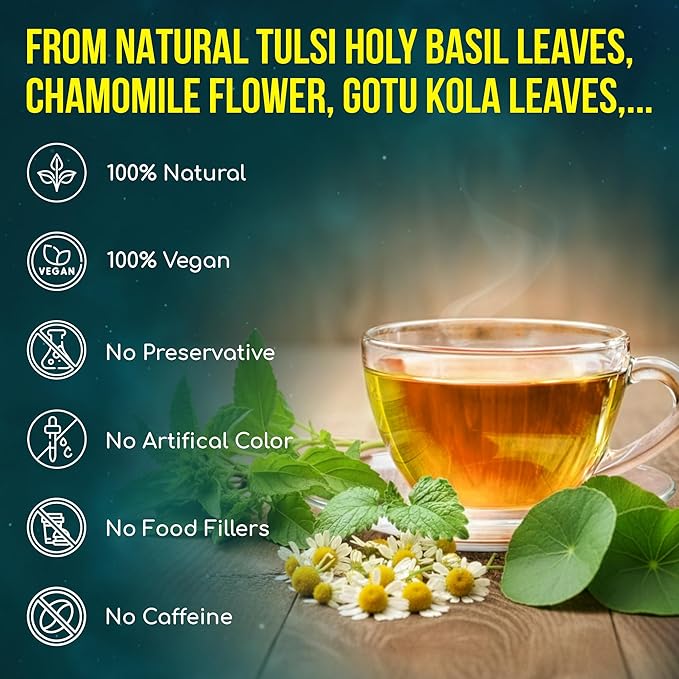 FreshDrinkUS, Tulsi Sleep Tea Bags | 135 Tea Bags | Herbal Blend with Tulsi Holy Basil, Chamomile, Gotu Kola, Ashwagandha & Peppermint | Naturally Caffeine-Free, Relaxing Evening Herbal Tea. Vegan