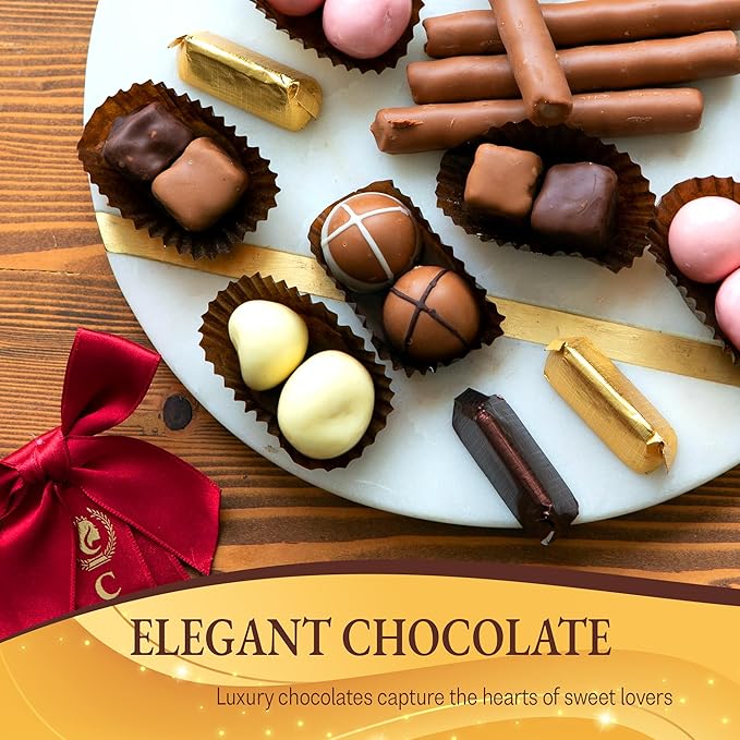 CARIANS Chocolate Gift Box, Luxury Assortment Pralines, Chocolate Covered Turkish Delights, Dragees with Strawberry, Pistachio, Hazelnut, Great For Gift Giving, Christmas, Thanksgiving, Anniversary