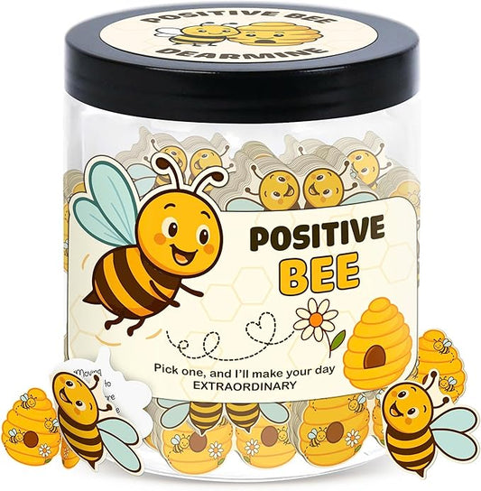 Positive Bee Jar with 60 Affirmation Cards, Emotional Support Bee, Bee Themed Gift, Bee Gifts for Women, Bee Gifts for Bee Lovers, Bumble Bee Gift