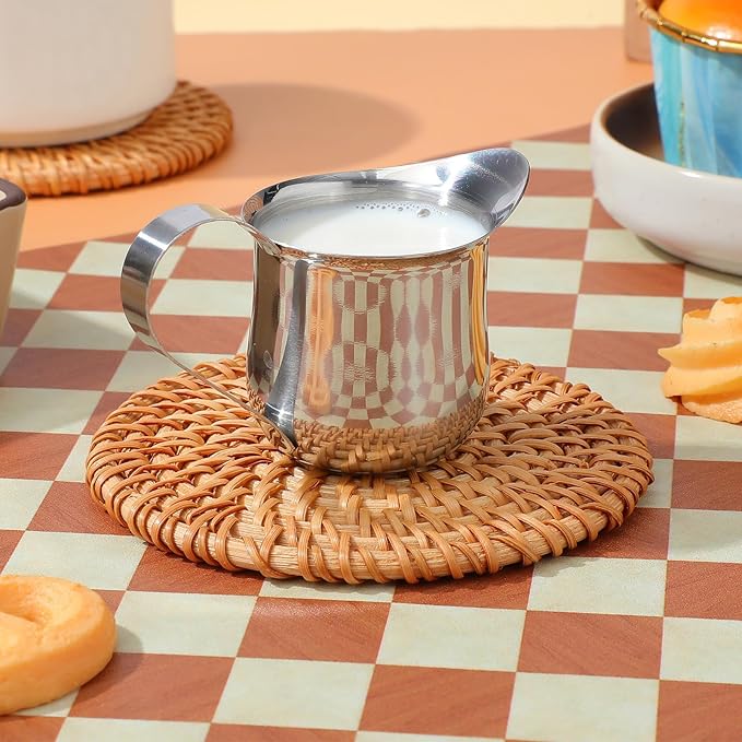 Stainless Steel Espresso Pitcher 50Ml Small Milk Frothing Cup with Scale Design Metal Cream Frothing Jug for Coffee Latte Art 4Pcs Set Household Use