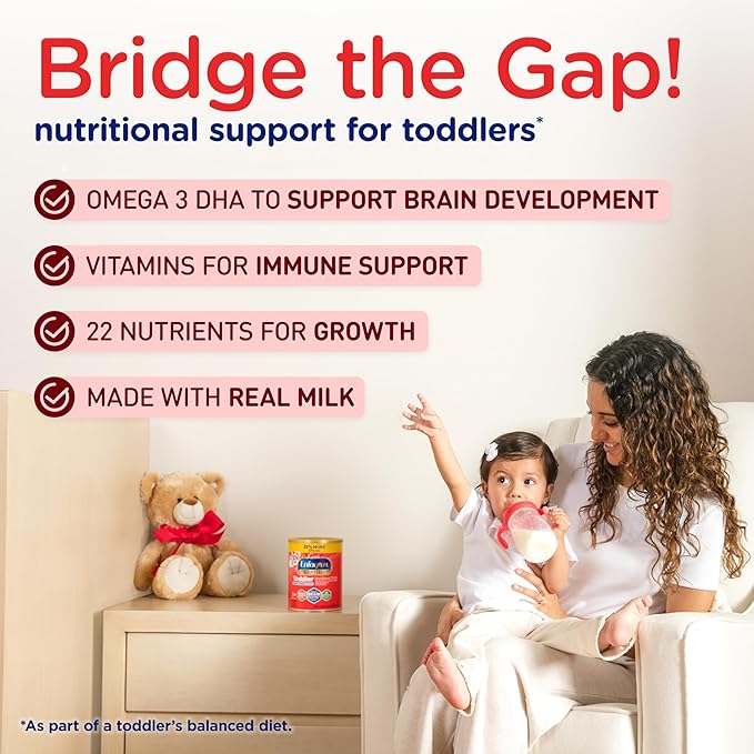 Enfagrow NeuroPro Toddler Nutritional Drink, Made with Real Milk, Brain-Building Omega-3 DHA, Nutrients and Prebiotics for Growth & Immune Support, Non-GMO, Toddler Milk Powder, 32 Oz Can (Pack of 2)