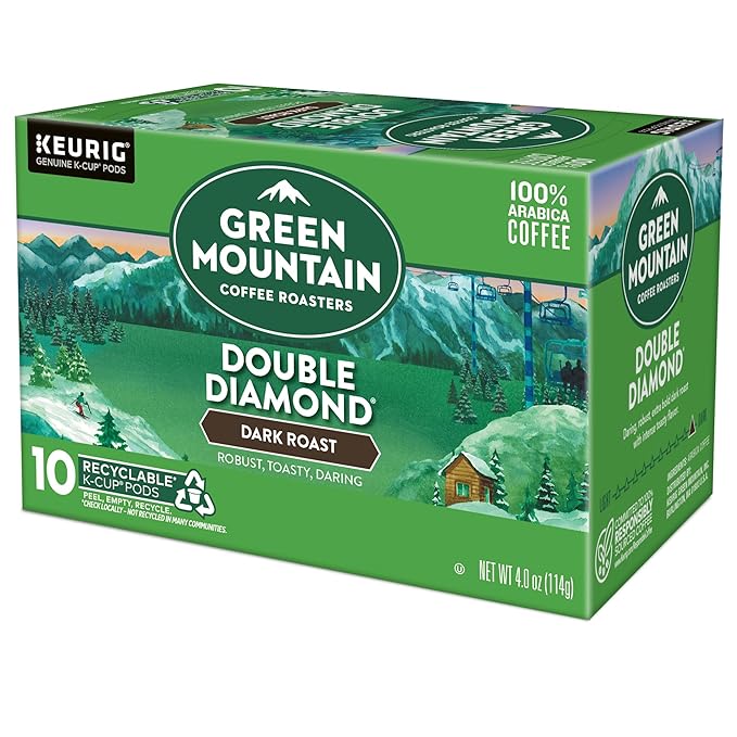 Green Mountain Coffee Roasters Double Diamond Keurig Single-Serve K-Cup pods, Dark Roast Coffee, 60 Count (6 Packs of 10)