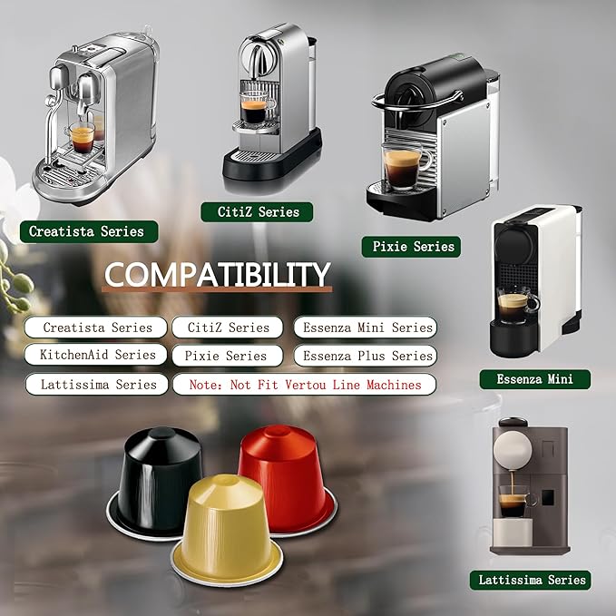 Espresso Capsules Disposable Coffee Pods For Nespresso Original Line,Fillable Empty Aluminum Foil Coffee Filter Capsule,Replacement Pods Kit For Nespresso Coffee Machines (120 Pods+120 Seals Lids)