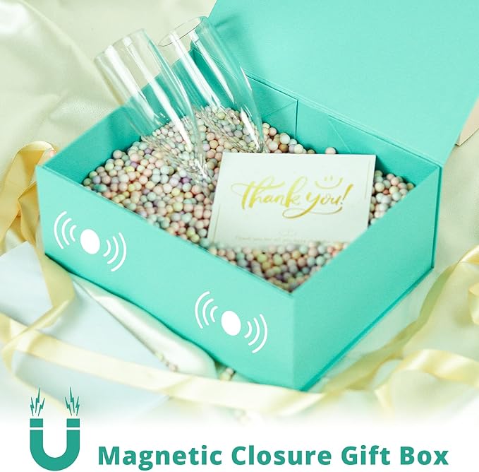 MOYEUPAC 9" X 7" X 4" Blue Gift Box with Lids for Presents Magnetic Closure for Packaging Magneti for Christmas, Halloween, Birthday Gift Box and Various Holidays,Heavenly Blue