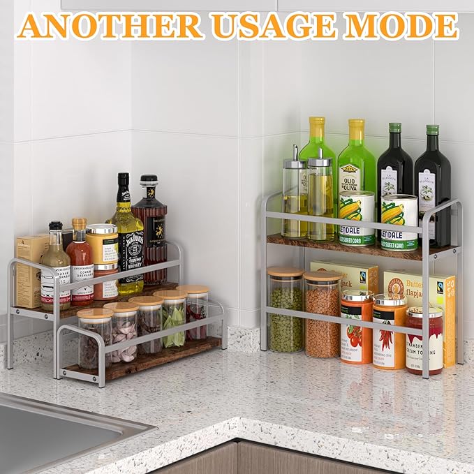 DTUQYX Coffee Syrup Organizer 3-Tier, 12 Bottles Capacity Coffee Syrup Rack, Syrup Stand for Spice, Wine, Liquor, Bottle, Coffee Bar Station Racks Magnetic, No Installation (Dark Wood, Grey)