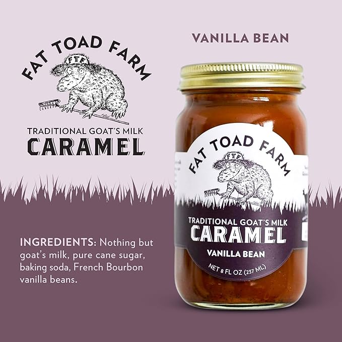 Fat Toad Farm Traditional Goat’s Milk Caramel Sauce, Vanilla Bean, 8fl oz Jar, Cajeta, Gluten Free