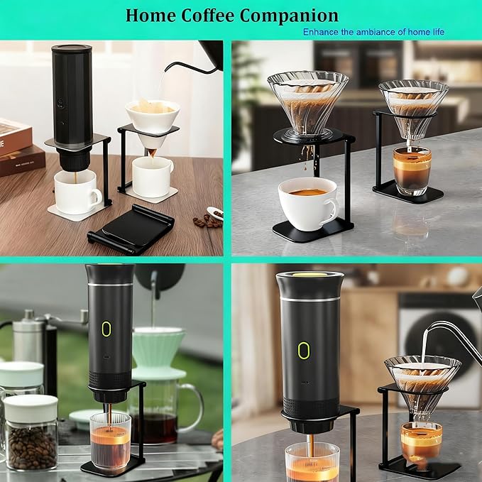 Pour over Dripper Stand,Portable &Foldable Aluminum Coffee Dripper Holder Rack, Espresso Machine Stand Suitable for Home,Office,Camping (Black)