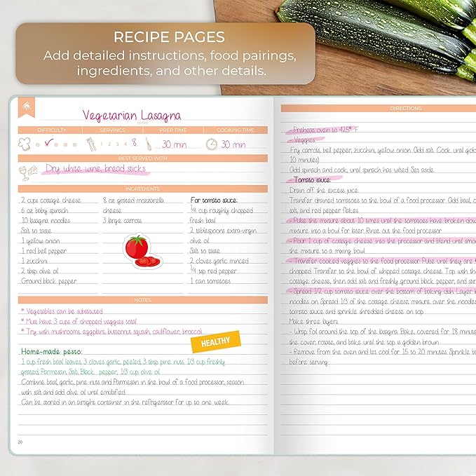 Clever Fox Recipe Book – Make Your Own Family Cookbook – Blank Recipe Notebook Organizer – Empty Cooking Journal to Write In Recipes – Large Size, 8.5”x11.2”, Hardcover, Mint Cream