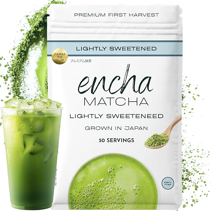 Encha Matcha Latte Powder Sweetened - Lightly Sweet Matcha Powder - First Harvest - Premium Japanese Matcha - 500g / 1.1lb