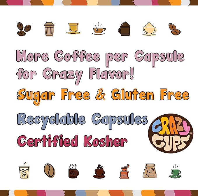 Crazy Cups Flavored Coffee, Chocolate Raspberry Truffle Coffee, Single Serve Coffee for Keurig K Cups Machines, Hot or Iced Coffee, Medium Roast Coffee in Recyclable Pods, 80 Count Value Pack