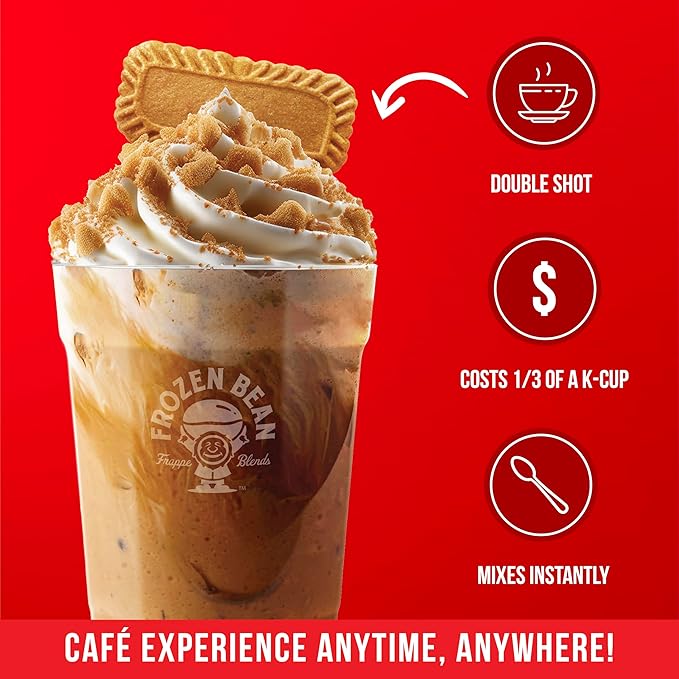 The Frozen Bean Cookie Butter Frappe & Latte Instant Mix (10 Sticks), Made with Arabica Coffee, Double Shot Caffeine, Low Sugar & Premium Ingredients, Hot, Iced, or Blended Drinks