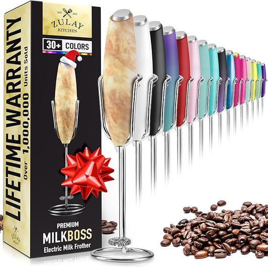 PRO MILK FROTHER WAND - ULTRA HIGH SPEED HANDHELD FROTHER - UPGRADED STAND - Powerful Handheld Mixer with Infinite Uses - Super Instant Electric Foam Maker with Stainless Steel Whisk (Granite)