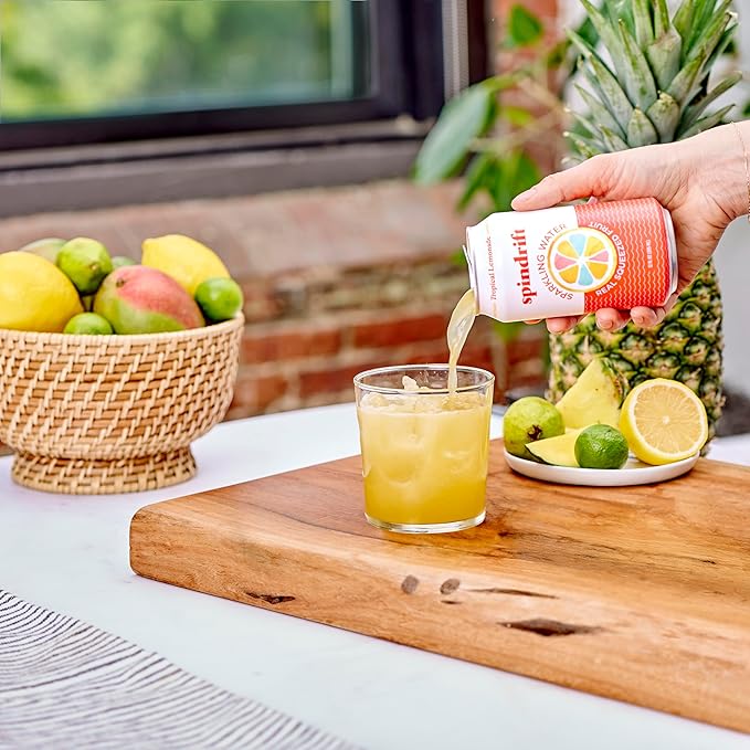 Spindrift Sparkling Water, Tropical Lemonade Flavored, Made with Real Squeezed Fruit, 12 Fl OZ Cans, Pack of 24 (Only 13 Calories per Can)