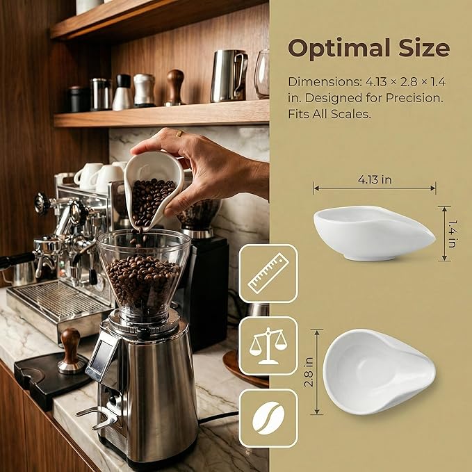 Ceramic Coffee Dosing Cup,Espresso Coffee Bean Holder Storage Container for Loose Leaf Tea,White