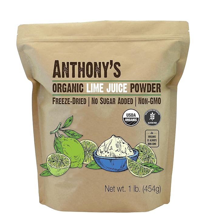 Anthony's Organic Lime Juice Powder, 1 lb, Freeze Dried, Unsweetened, Gluten Free, Non GMO