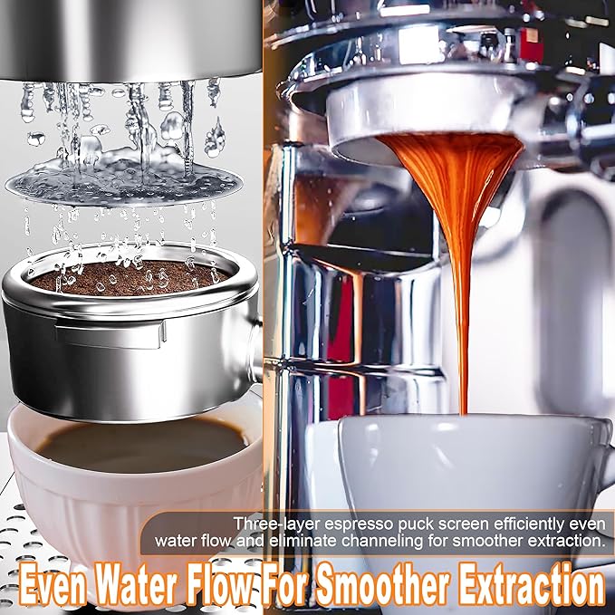 Reusable & Ultra-Thin Puck Screen with Double-Layer Filtration - 53mm Espresso Puck Screen with 0.8mm Thickness, Food Grade Stainless Steel Espresso Filter Screen for 54mm Portafilter Filter Basket