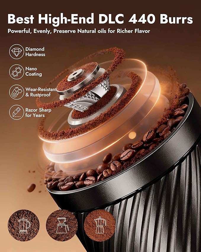 iKoffy AeroGrind Manual Hand Coffee Grinder with DLC 440 Burrs, 38g Capacity Portable Coffee Bean Mill for Moka pot, French Press, Espresso, Pour Over