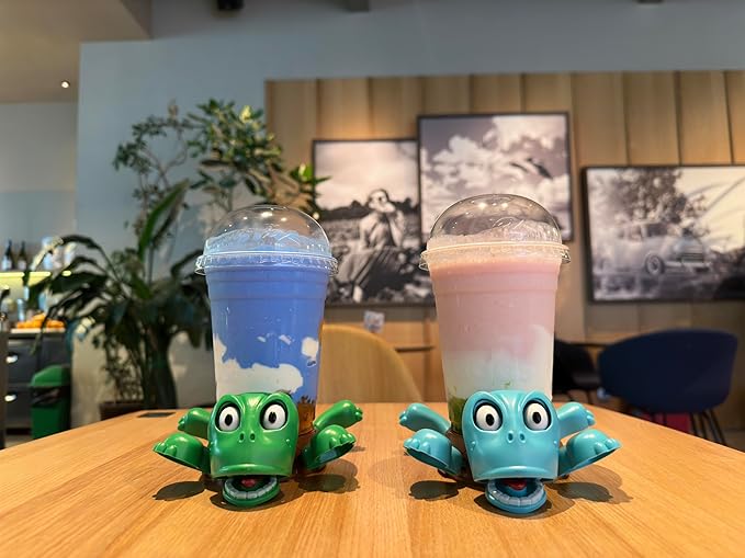 JOD® Turtle Cup Holder,Turtle Coaster with Funny Expression, 2 PCs Cup Holder with Liftable Limbs & Expressive Face for Turtles,Tortoise Lover Gag Gifts Home Decor(2pc-Green Blue)