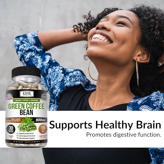 Kaya Naturals Green Coffee Bean Extract - Non-GMO, Gluten-Free Supplement (30 Count (Pack of 1)
