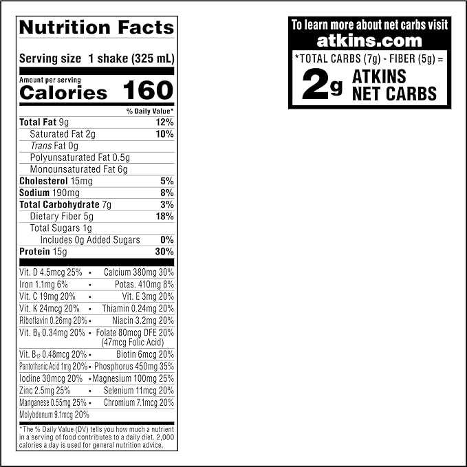 Atkins Creamy Cinnamon Swirl High Protein Shake,15g Protein,Keto-Protein Shake,2g Net Carb,1g Sugar,Low Sugar and Low Carb,Breakfast-Protein Shakes,(Pack of 24)