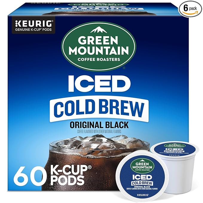 Green Mountain Coffee Roasters Original Black Iced Cold Brew Coffee, Single Serve Keurig K-Cup Pods, 60-Count Box (6 Packs of 10)