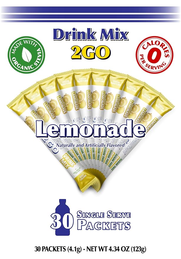 GramZero 2GO Sticks - Lemonade, Zero Calorie Sugar Free Drink Mix, Stevia Sweetened, Great For Nutrition Club Loaded Tea To Go Kits