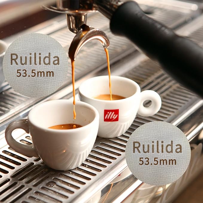 2 Packs Espresso Puck Screen 53.5mm, Reusable 1.7mm Thickness 150μm 316 Stainless Steel Professional Barista Coffee Filter Mesh Plate for Espresso Portafilter Filter Basket 53.3-54mm breville