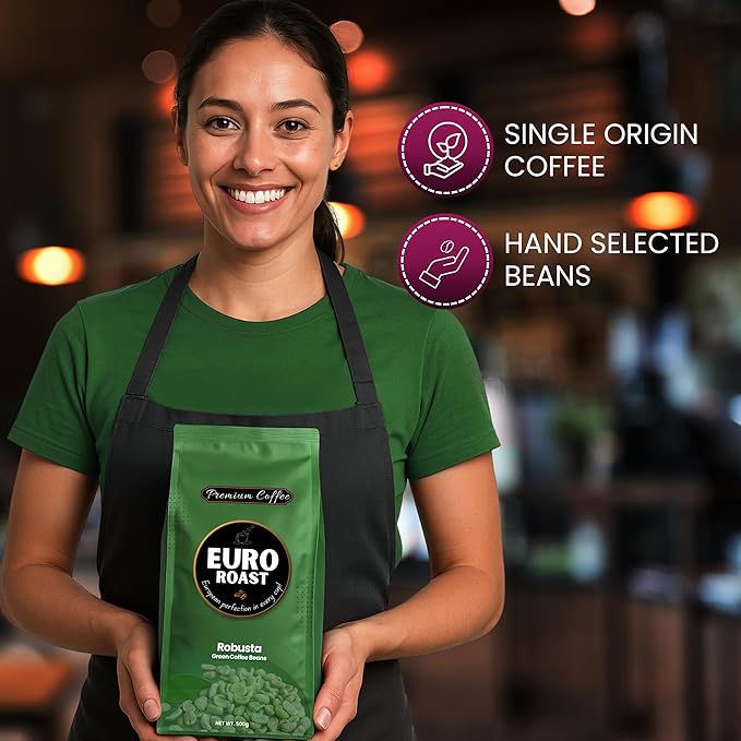 Euro Roast, Fresh Robusta Green Beans, Premium Quality Coffee, 500g Bag