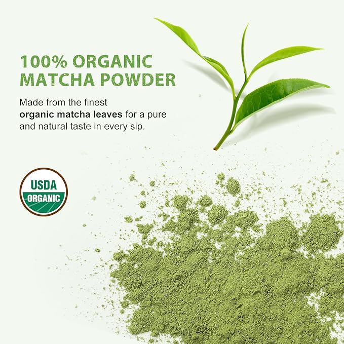 Soeos Organic Matcha Powder, Matcha Green Tea Powder, 2 oz (2 Pack), Total 4 oz, Antioxidant-Rich Japanese Matcha for Lattes, Smoothies and Baking, Recyclable Bags
