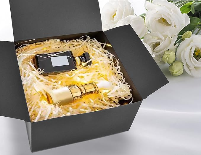 HUAPRINT Black Gift Boxes with Lids 8x8x4 inch,24 Pcs Paper Gift Wrap Box Bulk for Presents,Birthday,Bridesmaid Proposal,Groomsmen Engagements,Christmas,Wedding Party Favor,Cupcake,Crafting,Holidays