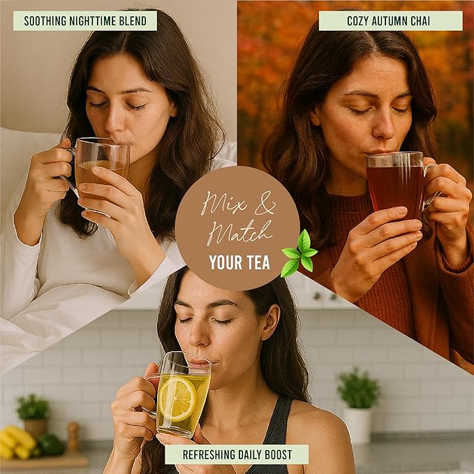 Loose Leaf Tea Sampler - Tea Gift Set Box – 8 Unique Flavors with Stainless Steel Infuser | Vanilla Chai, Jasmine, Lemon Honey & More | Tea Gift Set for Women and Men - Set of 9