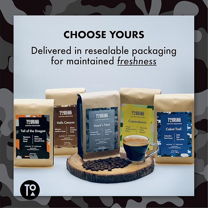 Touring Coffee Roasters Hawk’s Nest Guatemalan Coffee Whole Beans Balanced Roast - 100% Arabica Single Origin, Sweet, Nutty, Smooth, Natural Sun Dried – 12oz