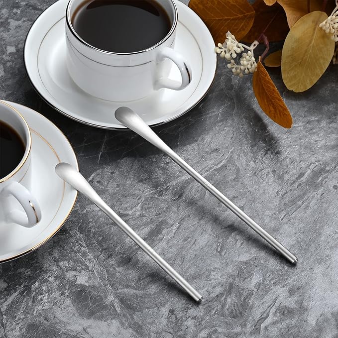 6.2Inch/15.8cm Coffee Stirrers Spoon,Silver Stainless Steel 304# Coffee Stir Sticks,Round Solid Handle Cocktail Beverage Iced Tea Stirring Stick,Drink Mixing Spoon,Set of 4