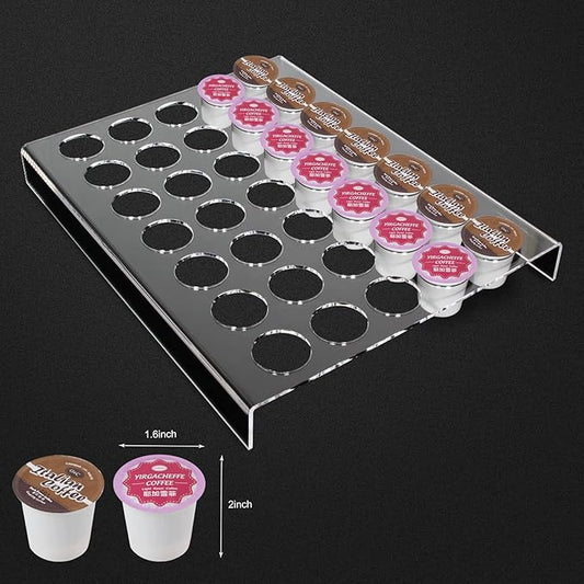 K Cup Coffee Pods Holder for 35 Pods, Clear Arcylic K Cup Coffee Organizer Tray for Drawer or Countertop Storage in Office and Kitchen