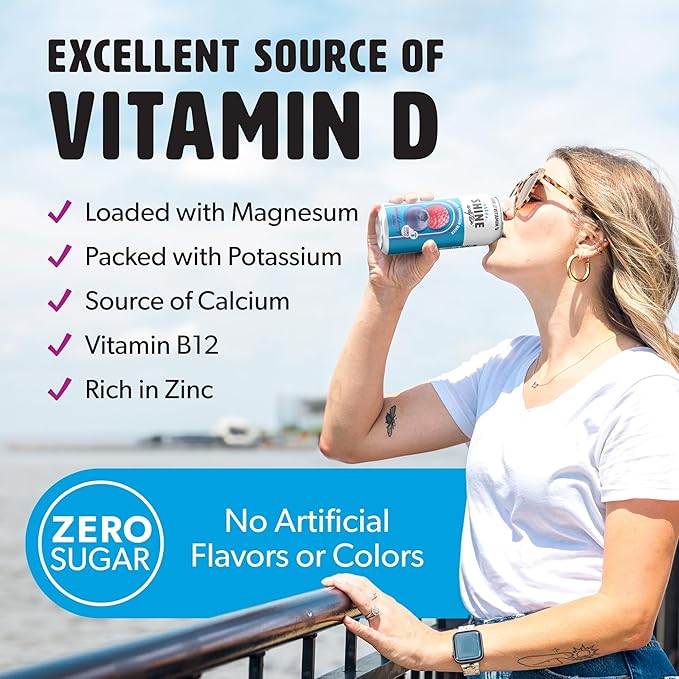 Shine Water Mixed Berry Acai Vitamin D Electrolyte Drink | Zero Sugar Hydration Beverage with Magnesium, Zinc & Antioxidants | Low Calorie Plant-Based Vitamin Water | 12 Pack