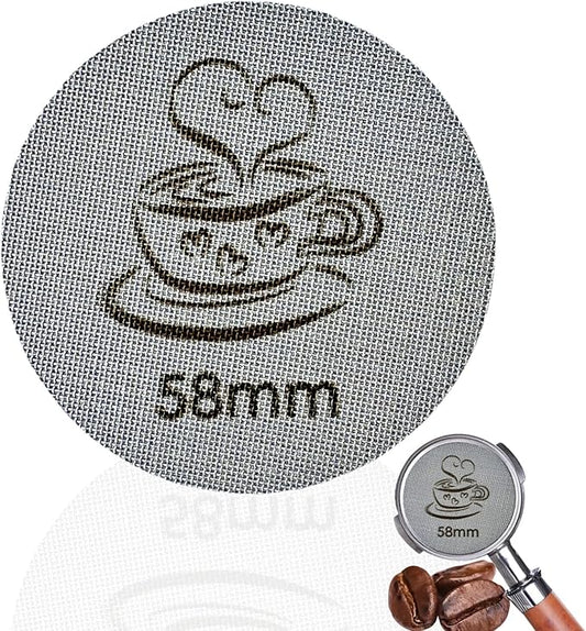 Espresso Puck Screen 58mm for Portafilter Basket, 1.7mm Thickness Made with 316 Stainless Steel, Coffee Machine Reusable Filter for Espresso Accessories (58mm)
