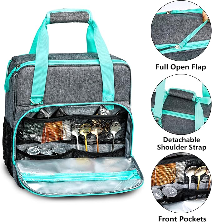 BAGSPRITE Travel Coffee Maker Bag for Keuriig K-Slim, Single Serve Brewer Carrying Case, Portable Travel Coffee Maker Storage Case with Pockets for K-Cup Pods (Full Open Design Patent Pending)