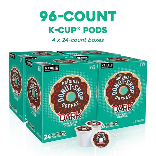 The Original Donut Shop Dark Coffee, Keurig Single-Serve K-Cup Pods, Dark Roast, 96 Count