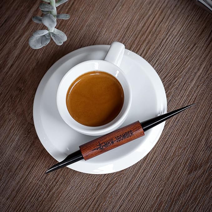 MHW-3BOMBER Latte Art Pen for Barista, Rosewood Coffee Art Pen for Latte, Cappuccino, Macchiato, Espresso Art Tool Barista Gift, CN5400R
