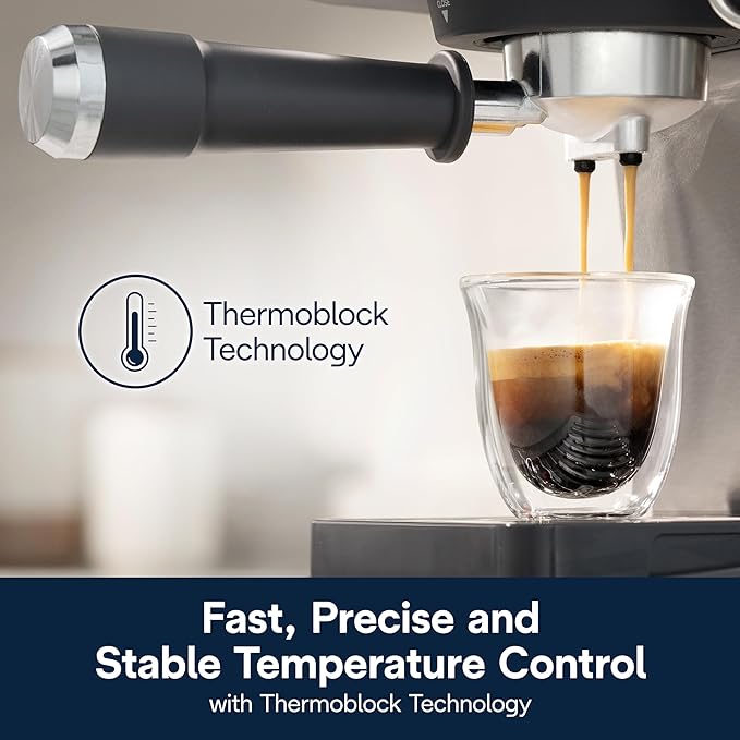 De’Longhi Classic Espresso Machine with Milk Frother, 15-Bar Pump & Temperature Control - Barista Coffee Maker Kit for Espresso, Latte, Cappuccino & Iced