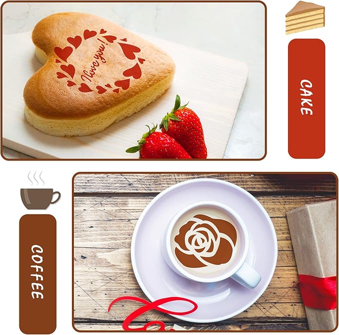 Outus 30 Pcs Valentines Cake Stencils Reusable Valentine Cookie Stencils Templates Decoration Coffee Dessert Baking Painting Mold Tools DIY Heart Cardmaking for Valentine's Day Party Supplies