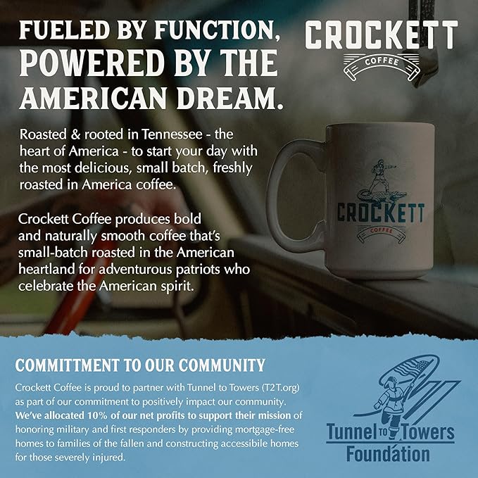Crockett Dark Roast Ground Coffee – Bold Dark Roast Ground Coffee with Full-Bodied Flavor, Smooth Finish & No Bitterness – Perfect for Rich, Gritty Brewing Without the Burn